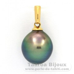 18K solid Gold Pendant and 1 Tahitian Pearl Semi-Baroque C 9.5 mm