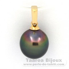 18K solid Gold Pendant and 1 Tahitian Pearl Semi-Baroque B 9.3 mm