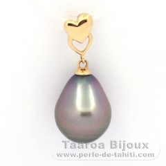 18K solid Gold Pendant and 1 Tahitian Pearl Semi-Baroque B 10.7 mm