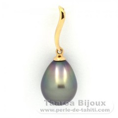 18K solid Gold Pendant and 1 Tahitian Pearl Semi-Baroque B 9.9 mm