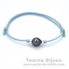 Waxed Cotton Bracelet and 1 Tahitian Pearl Semi-Baroque B 8.2 mm