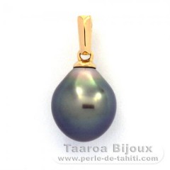 18K solid Gold Pendant and 1 Tahitian Pearl Semi-Baroque B 9 mm