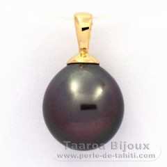 18K solid Gold Pendant and 1 Tahitian Pearl Semi-Baroque B 10.2 mm