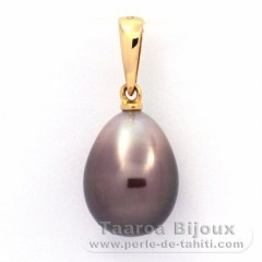 18K solid Gold Pendant and 1 Tahitian Pearl Semi-Baroque B 9.6 mm