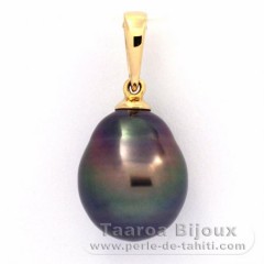 18K solid Gold Pendant and 1 Tahitian Pearl Semi-Baroque B 10.6 mm