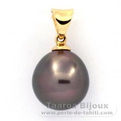 18K solid Gold Pendant and 1 Tahitian Pearl Semi-Baroque B 10.4 mm