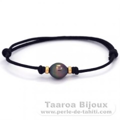 Waxed Cotton Bracelet and 1 Tahitian Pearl Semi-Baroque B 8.6 mm