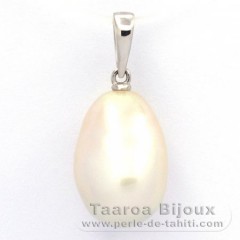 Rhodiated Sterling Silver Pendant and 1 Australian Pearl Baroque C 10.8 mm