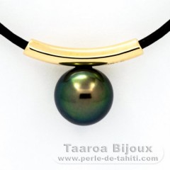 18K solid Gold Pendant and 1 Tahitian Pearl Round C 10 mm