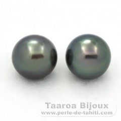 Lot of 2 Tahitian Pearls Round C from 9.1 to 9.2 mm