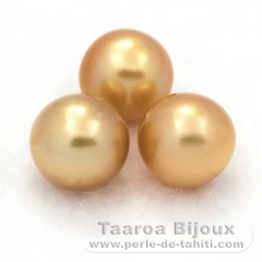 Lot of 3 Australian Pearls Near-Round C from 8.7 to 8.8 mm
