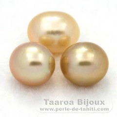 Lot of 3 Australian Pearls Semi-Baroque C 9.8 mm