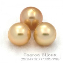 Lot of 3 Australian Pearls Near-Round C from 8.5 to 8.8 mm