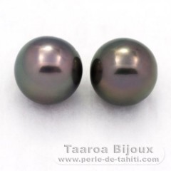 Lot of 2 Tahitian Pearls Round C 9.4 mm
