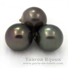 Lot of 3 Tahitian Pearls Semi-Baroque D from 12.5 to 12.7 mm