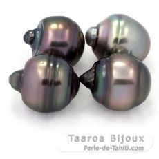 Lot of 4 Tahitian Pearls Ringed C from 13 to 13.1 mm