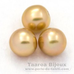 Lot of 3 Australian Pearls Near-Round C from 9.7 to 9.9 mm