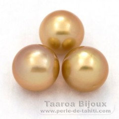 Lot of 3 Australian Pearls Near-Round C from 9.5 to 9.6 mm