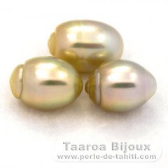 Lot of 3 Australian Pearls Semi-Baroque B from 11 to 11.4 mm