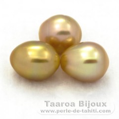 Lot of 3 Australian Pearls Semi-Baroque C from 10.6 to 10.9 mm