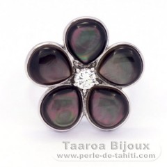 Rhodiated Sterling Silver Ring and Tahitian Mother-of-Pearl