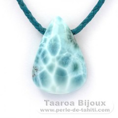 Cotton Necklace and 1 Larimar - 33 x 23 x 11 mm - 13.9 gr