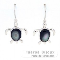 Rhodiated Sterling Silver Earrings and Tahitian Mother-of-Pearl