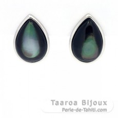 Rhodiated Sterling Silver Earrings and Tahitian Mother-of-Pearl