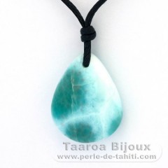 Cotton Necklace and 1 Larimar - 22 x 17 x 6 mm - 3.9 gr