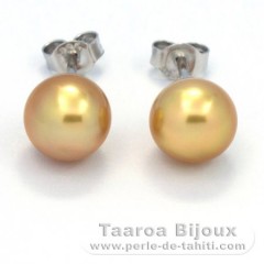 Rhodiated Sterling Silver Earrings and 2 Australian Pearls Semi-Baroque B 8.6 mm