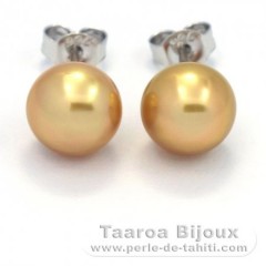 Rhodiated Sterling Silver Earrings and 2 Australian Pearls Semi-Baroque B 8.3 mm