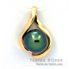 Gold 14k Pendant and 1 Tahitian Pearl Round B+ 9 mm