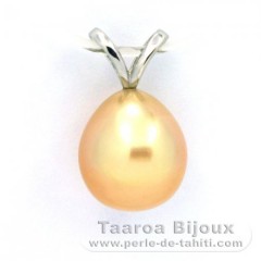 Rhodiated Sterling Silver Pendant and 1 Australian Pearl Semi-Baroque C 10.3 mm