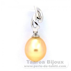 Rhodiated Sterling Silver Pendant and 1 Australian Pearl Semi-Baroque C 9.3 mm