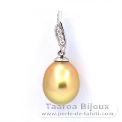 Rhodiated Sterling Silver Pendant and 1 Australian Pearl Semi-Baroque C 9.1 mm