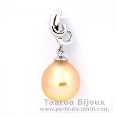 Rhodiated Sterling Silver Pendant and 1 Australian Pearl Semi-Baroque C 10 mm