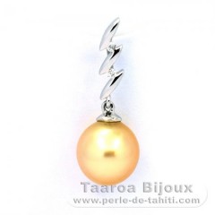 Rhodiated Sterling Silver Pendant and 1 Australian Pearl Semi-Baroque A+ 9.4 mm