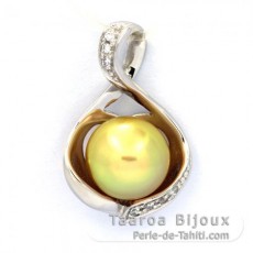 Rhodiated Sterling Silver Pendant and 1 Australian Pearl Semi-Baroque B 9.2 mm