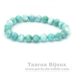 Bracelet of 23 Larimar Beads - 15.5 cm - 15.4 gr