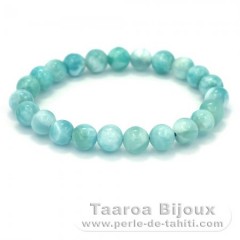 Bracelet of 23 Larimar Beads - 17 cm - 18.3 gr