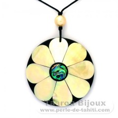 Cotton Necklace and 1 Australian Pearl Round C 9.5 mm