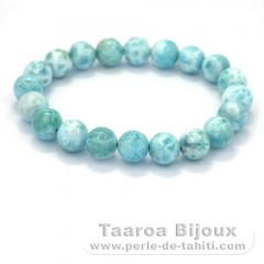 Bracelet of 21 Larimar Beads - 15 cm - 19.7 gr