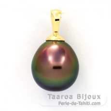 18K solid Gold Pendant and 1 Tahitian Pearl Semi-Baroque B 10 mm