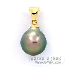 18K solid Gold Pendant and 1 Tahitian Pearl Semi-Baroque A/B 9.7 mm