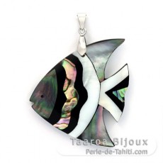 Tahitian Mother-of-Pearl, Abalone and Silver pendant