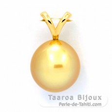 18K solid Gold Pendant and 1 Australian Pearl Semi-Baroque B 10.5 mm