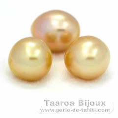 Lot of 3 Australian Pearls Semi-Baroque A+ from 12.1 mm
