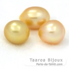 Lot of 3 Australian Pearls Semi-Baroque A+ from 9.5 to 9.9 mm