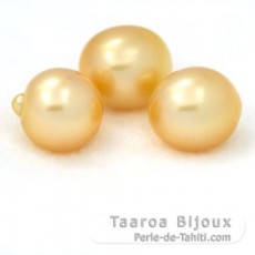 Lot of 3 Australian Pearls Semi-Baroque A+ from 9.7 to 9.9 mm