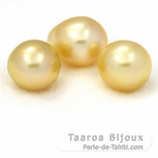 Lot of 3 Australian Pearls Semi-Baroque A+ from 9.8 to 9.9 mm
